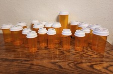 Lot 20 Empty Amber Prescription Rx Pill Bottles Crafts Random Sizes
