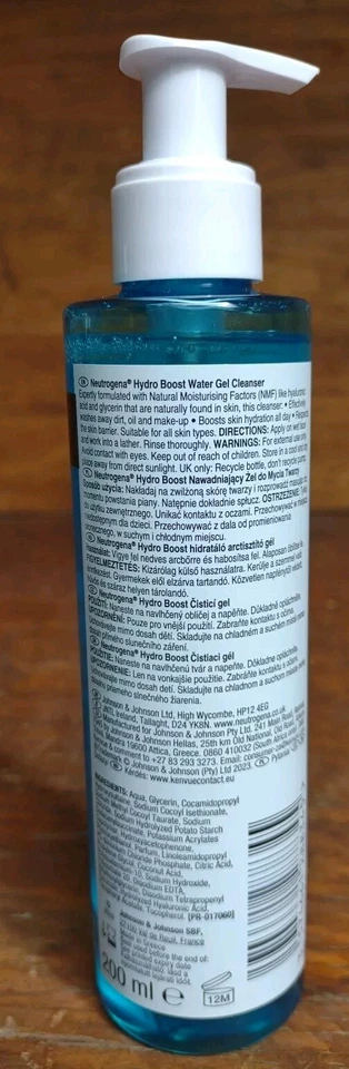 Gel de agua limpiador Neutrogena Hydro Boost 200 ml 6,7 oz ácido hialurónico caducidad 27/04 Foto 2 de 2