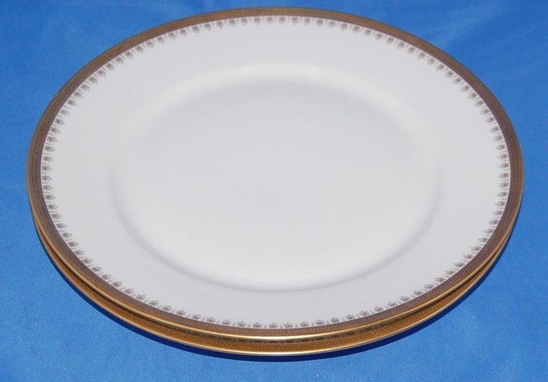5 Lewis Straus & Sons dinner plates in a Greek key design: made by Bernardaud