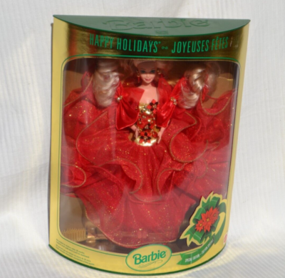1993 Happy Holidays Barbie Doll Christmas Special Edition Red gown