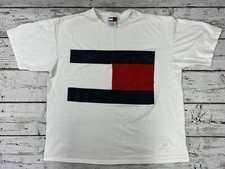 Vintage 1990's Tommy Hilfiger Men's White Big Logo T-Shirt Made In USA - XL