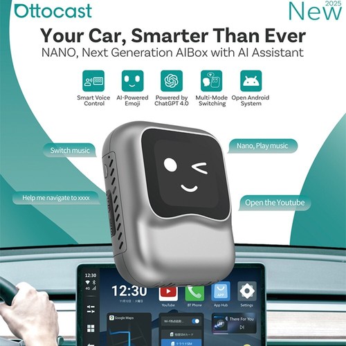 OTTOCAST Nano-ai Box Wireless Carplay+android Adattatore Auto Controllo Vocale 3-in-1