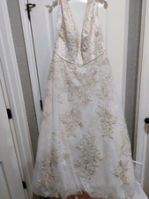 Davids Bridal Wedding Dress Plus Size 18W...Blush/Pale Pink With Beading
