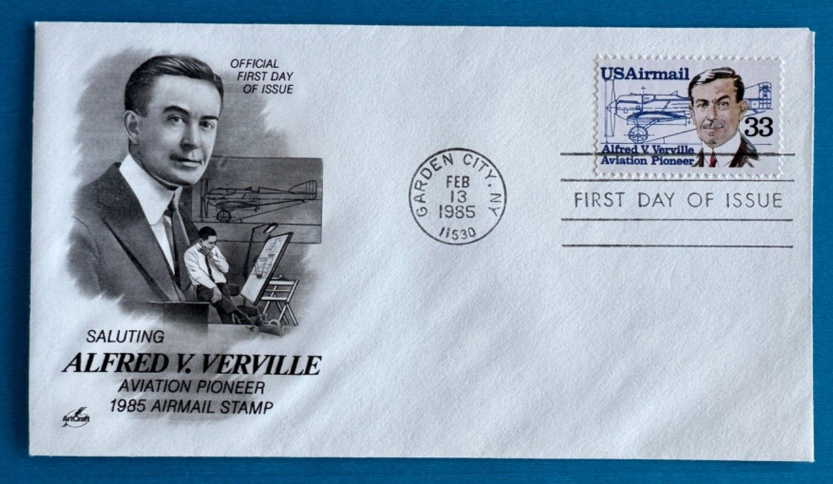 US Stamps Scott C113 Aviation Pioneer Alfred V Verville 1985 First  display picture 1