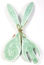 The Spring Shop Green Melamine Salad Server Set Spoon and Fork NWT