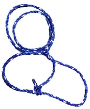 Sheep Lamb and Goat Adjustable Halter with Rope Lead BLUE with White Flecks