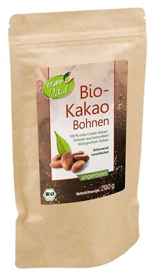 KOPP Vital  Bio-Kakao Bohnen ungeröstet 200 g 100 Prozent reine Criollo-Kakao
