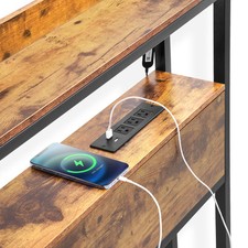 Uimoso Headboard for Full Size Bed Head Board with 2 Shelves  LED Light Brown