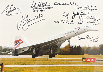 10 Signed Concorde Pilot Captain Autograph RARE Image 12x8 Photo + COA