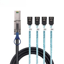 SAS HD SFF-8088 to 4X SATA 7P female straight head server hard disk cable