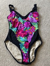 VTG SLIMSUIT One Piece Swimsuit, Bright Tropical, Underwire Bra, Sz 12, USA