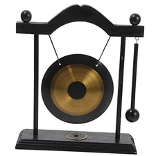  1 Set Gong with Stand and Mallet Feng Shui Brass Gong Chinese Gong Desktop 
