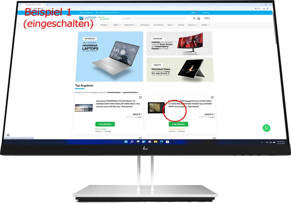 HP E24u G4 23,8-Zoll Monitor IPS FHD 1920x1080 DP HDMI USB-C USB 5ms (Kratzer) - Bild 3 von 3