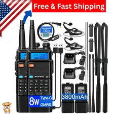 UV-5R Ham Radio Handheld: 8W Ham Radios Long Range UV5R Radio 3800mAh Rechargeab