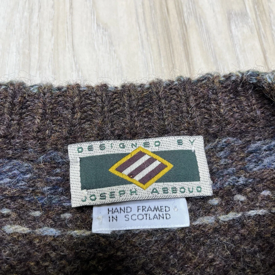 Vintage Joseph Abboud Wool Made in Scotland Knit Sweater Fair Isle Mens Large - Image 3 of 4