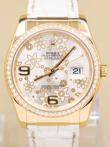 Rolex Datejust 36 Silver Flower Arabic Dial on Leather 116188 ...