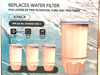 Upgraded 5-Layer Fine Filtration Cartridges Zero Water Filter Replacement 4 Pack
