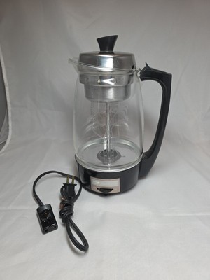 Vintage Proctor Silex Percolator Coffee Maker Atomic Floral Leaves Works 11 Cups