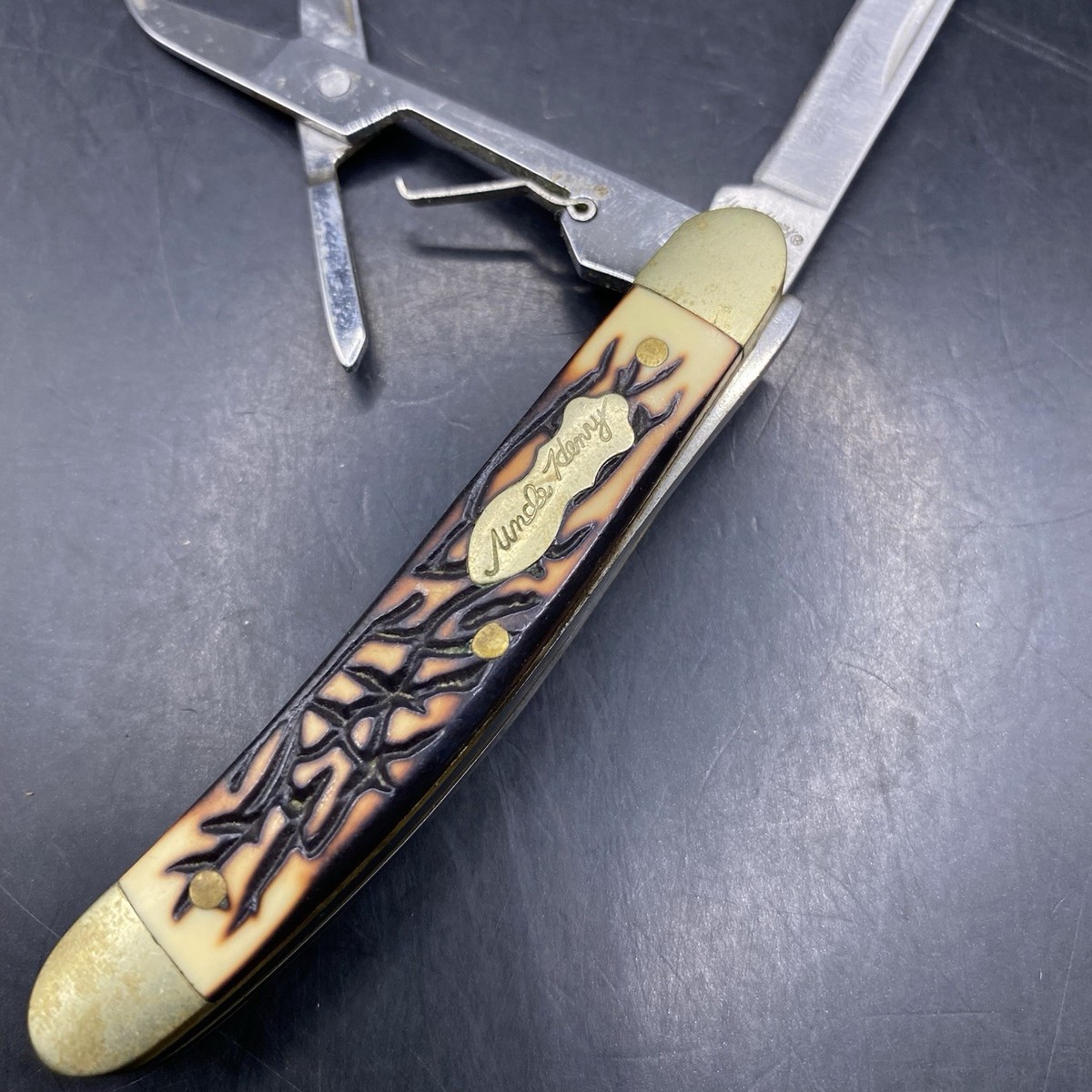 Vintage Pocket Knife Schrade Uncle Henry 707UH Scissor Gentleman