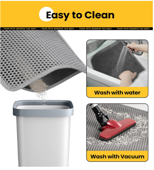 Double Layer Cat Litter Mat Trapping Honeycomb Soft Waterproof Kitty Litter Mat