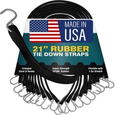 Miloo Rubber Bungee Cords with Hooks - Heavy Duty Tarp and Cargo Straps - Mad...