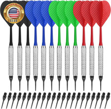 Plastic Tip Darts,12Pcs Soft Darts Set with 100 Plastic Tips for Electronic Dart