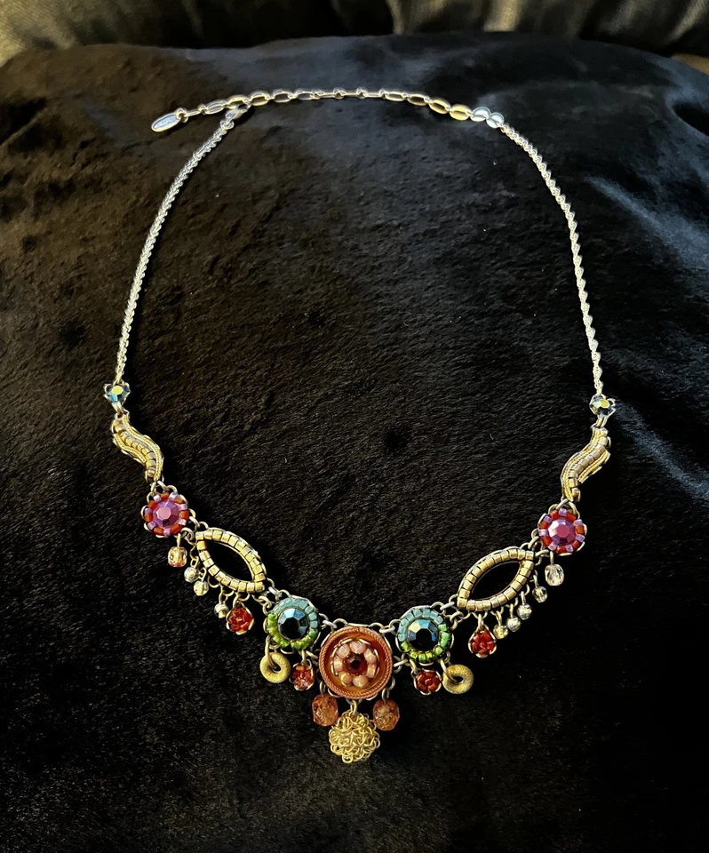 Collar Mosaico Barra Ayala Multicolor Vidrio Cristal Cuentas Boho Declaración Foto 4 de 4