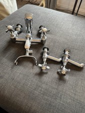 Heritage Bathrooms Chrome Bath Mixer Tap And Basin Pillar Taps Used