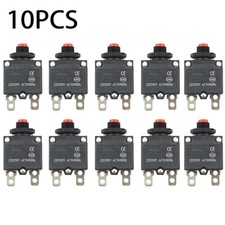 10pcs 10A AMP Push Button Resettable Thermal Circuit Breaker Panel Mount Tools