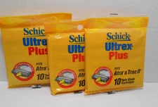 3 Packs Schick Ultrex Plus 30 Twin Blade Cartridges NOS 1995 Fits Atra Trac ll