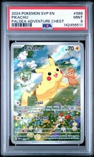 2024 POKEMON SVP EN-SV BSP #088 PIKACHU PALDEA ADVENTURE CHEST BLACK MINT PSA 9