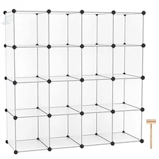 C&AHOME 16-Cube Storage Organizer Plastic Shelves DIY Closet Modular Home Storag