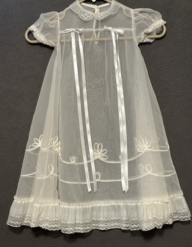 Vintage MCM  Infant's White Embroidered Christening Dress W/Jacket/Slip/Bows