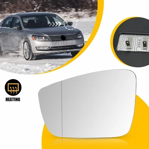 For Door Mirror Glass Heated 2012 - 15 VOLKSWAGEN PASSAT Driver Side VW1324103 H