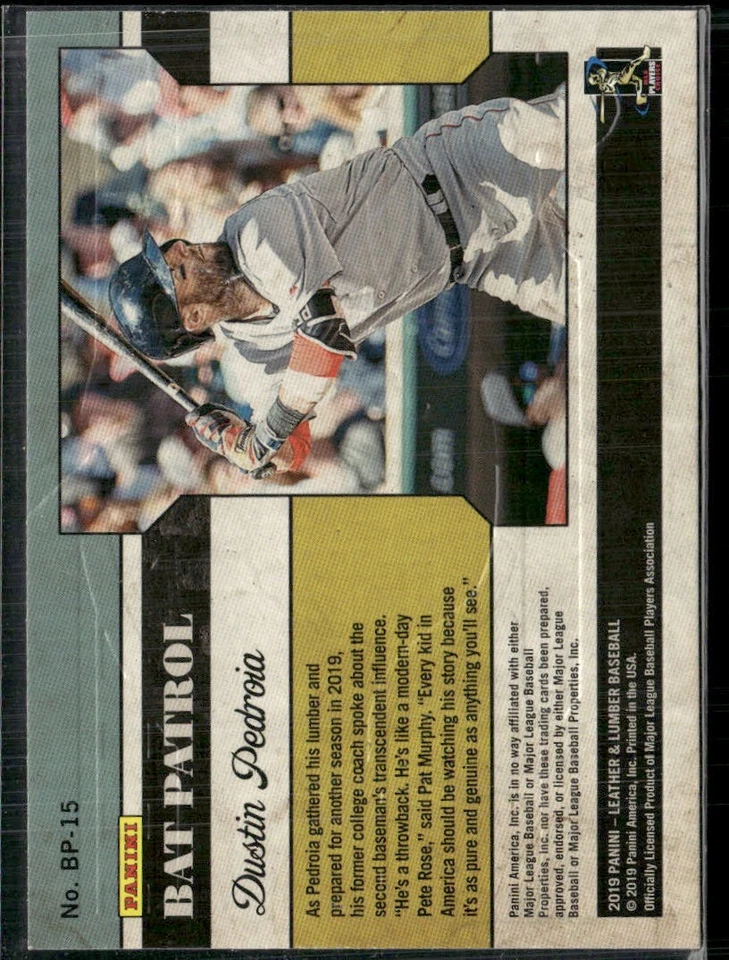 2019 Panini Leather & Lumber #BP-15 Dustin Pedroia Bat Patrol Red Sox - Image 2 of 2