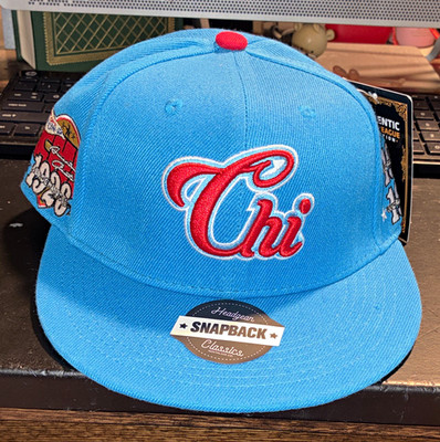 Nostalgia Co. Chi Embroidered Blue/Red Snapback Cap Adjustable One Size