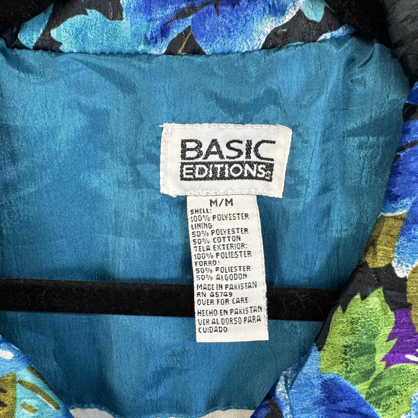 Basic Editions Jacket Womens Medium Blue Floral C… - image 3