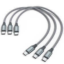 3 Pack 1ft USB C to USB C Fast Charging Cable Nylon Braided Short Cord
