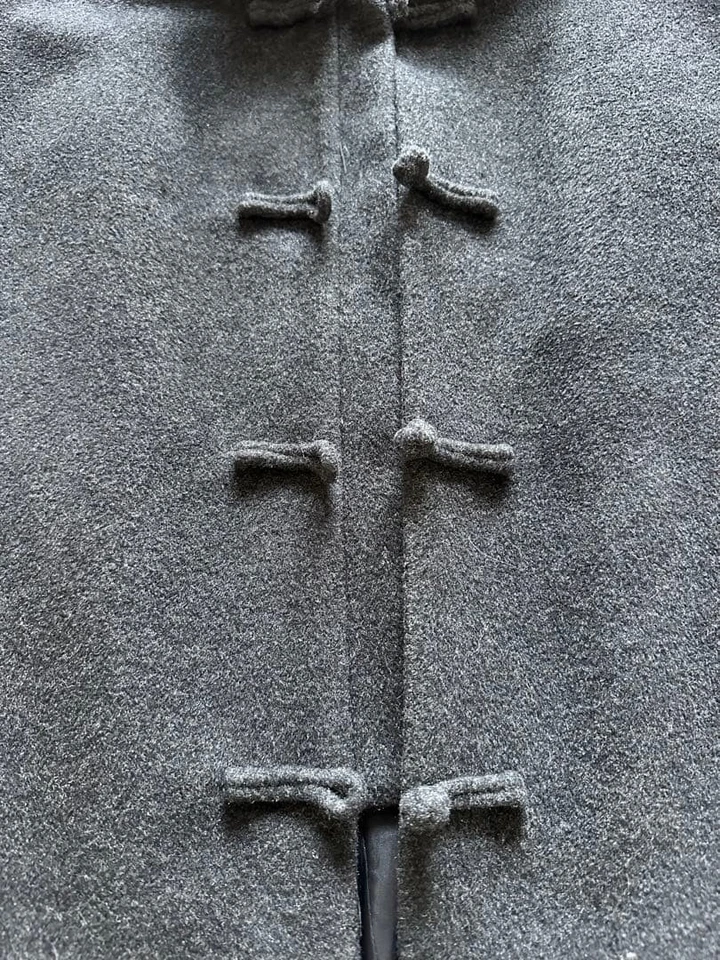 Mandarin Square Wool Long Coat S Dark Gray Angora Shanghai Tang Style - Image 2 of 4