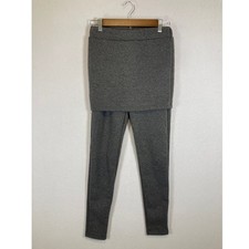 Winter Fleece Lined Skirted Leggings Women Medium Gray Faux Fur Thermal Skort