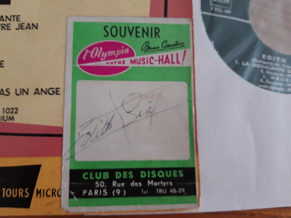 Edith PIAF Dédicace OLYMPIA EP COLUMBIA ESRF 1022 BIEM 1954 EX - Image 2 of 4