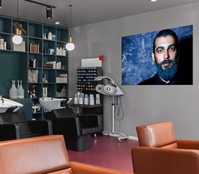 3D Beard O01 Hair Cut Salon Barber Shop Wall Stickers Vinyl Wallpaper Murals Fay