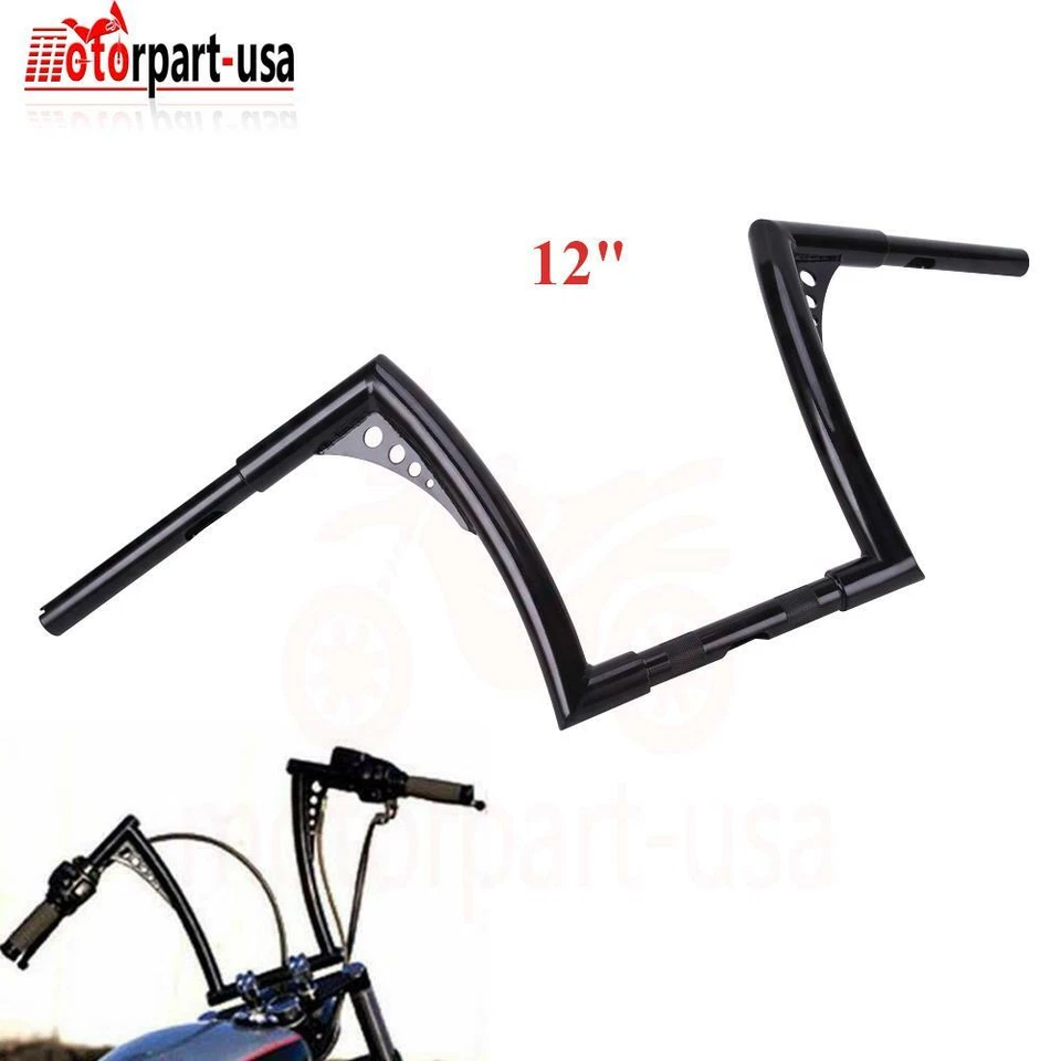 12" Ape Hanger Handlebar For Harley FLS Yamaha Road Star Virago V-Star 1100 1300 - Image 3 of 4