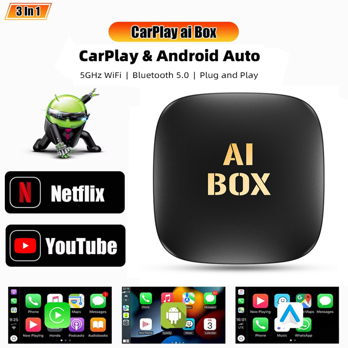 Auto Linkr Pro Wireless Car Video Player 2025 Wireless CarPlay AI Box ...