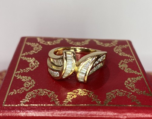 14k Yellow Gold Ct Diamond Wedding Pave Waterfall Ballerina Band 7 Grams Ring 6 - 第 1/12 張圖片