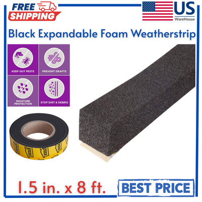 1.5 in. x 8 ft. Black Expandable Foam Weatherstrip