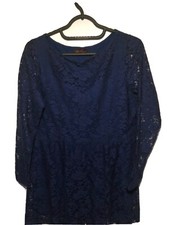 Dark Blue Knee Length Lace Dress