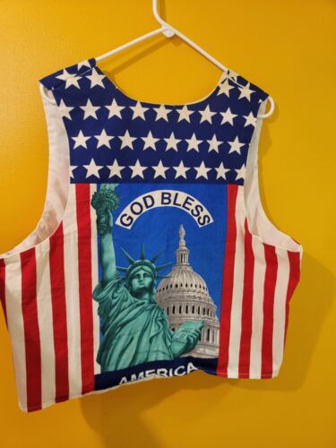 Vintage Handmade American Flag Vest Statue Liberty Patriotic God Bless Unisex