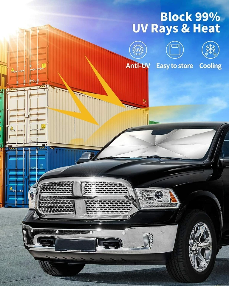 For KIA Car Windshield Umbrella Sun Shade Foldable UV Block Front Cover Shield - Image 3 of 4