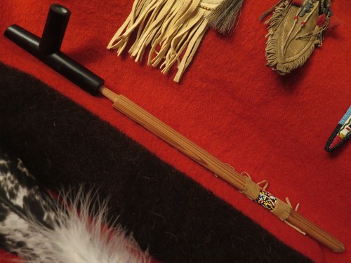 Friedenspfeife Plains heilige Indianer 24" Steatitpfeife und Ständer Perlenstiel - Bild 8 von 10